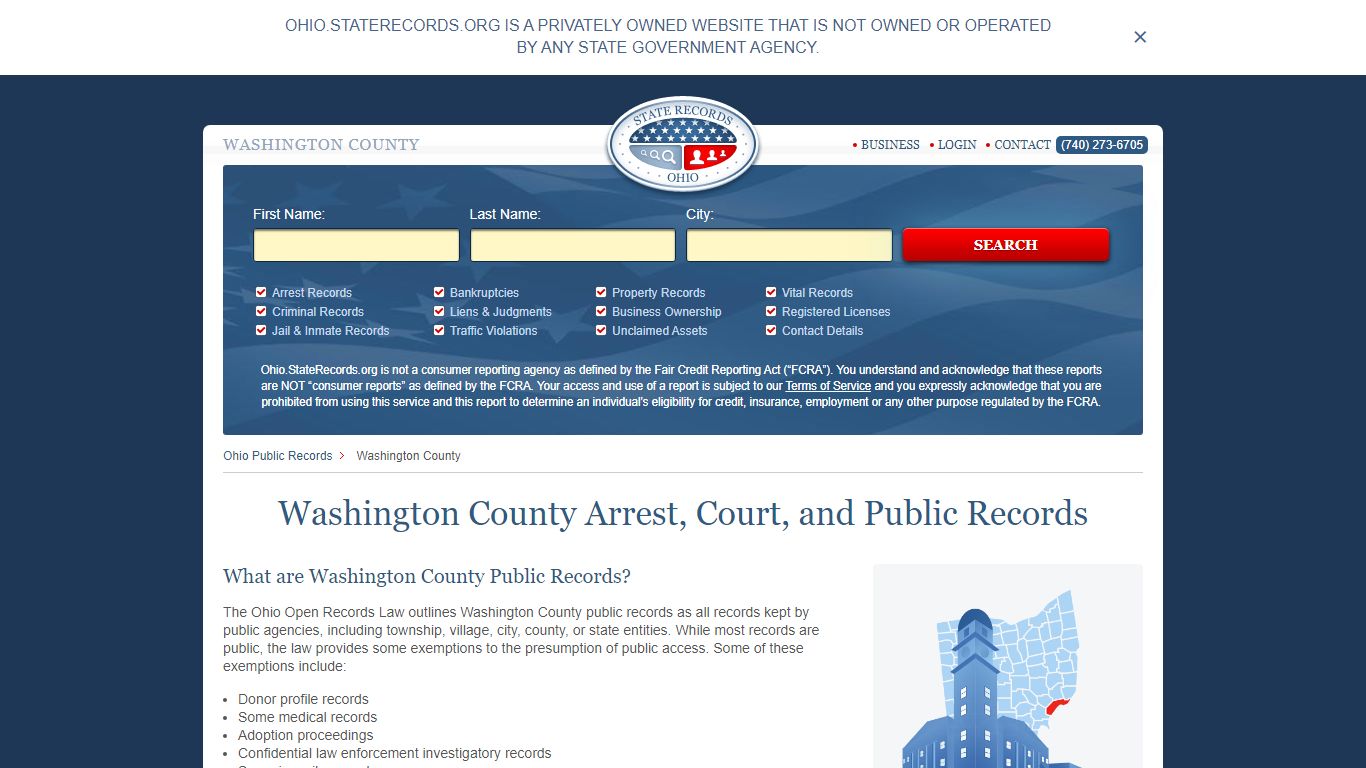 Washington County Arrest, Court, and Public Records