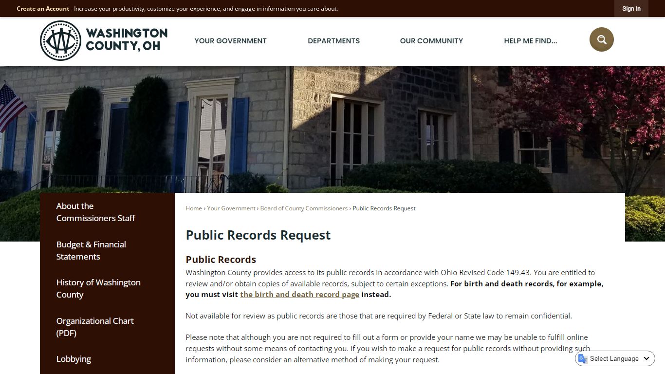 Public Records Request | Washington County, OH - Official ...