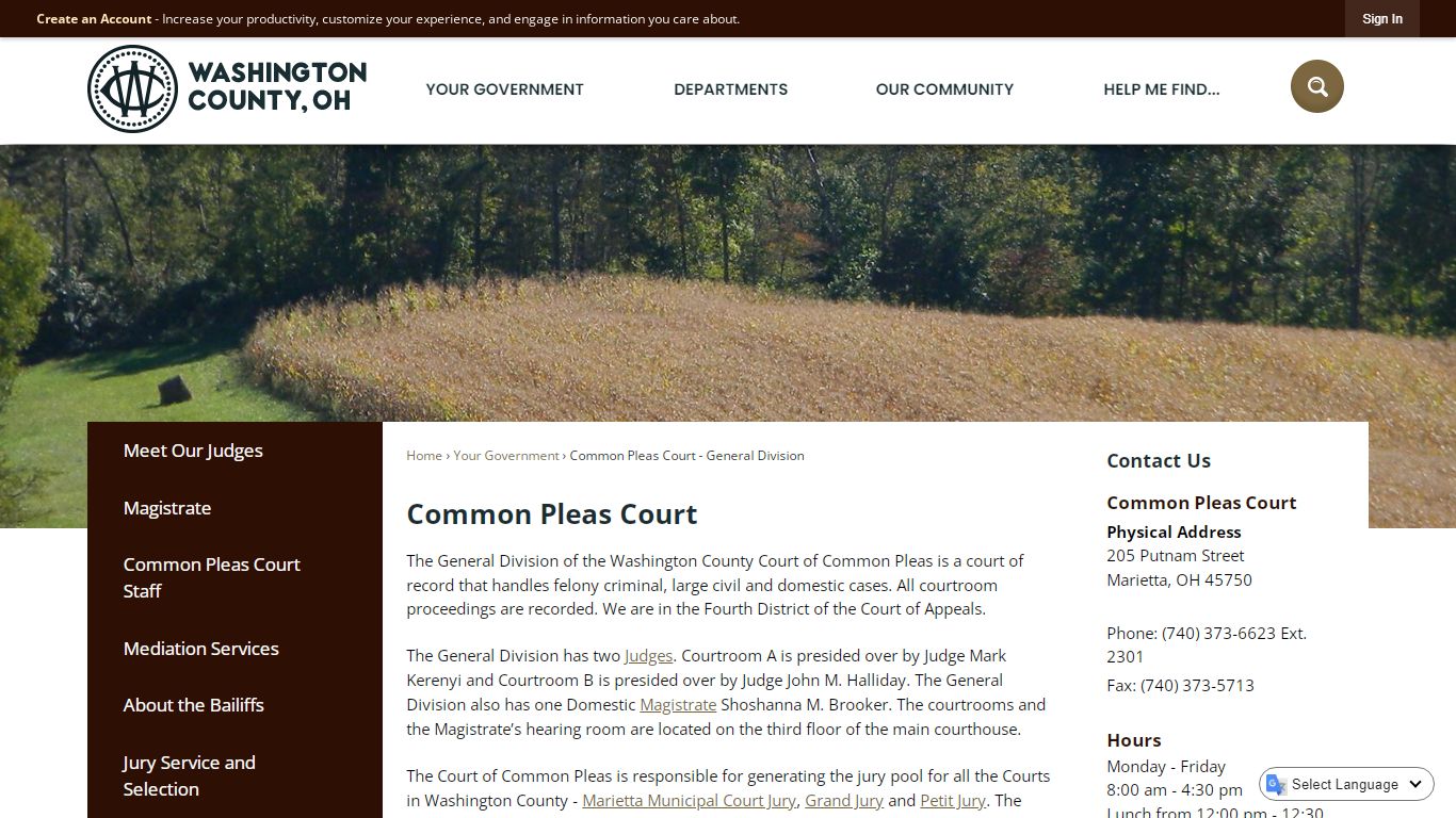 Common Pleas Court | Washington County, OH - Official Website