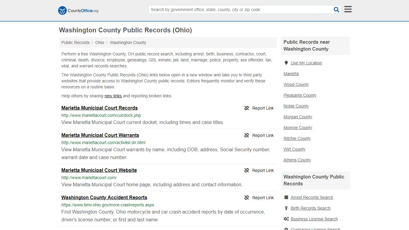 Public Records - Washington County, OH (Business, Criminal ...